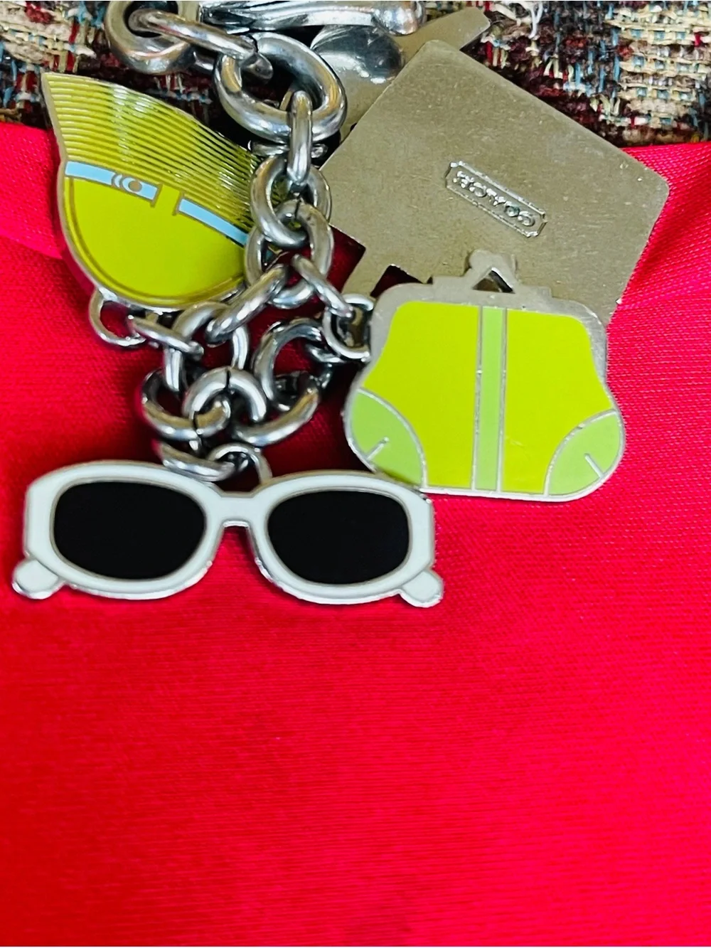 Vintage Coach Enamel Charm Keychain travel themed